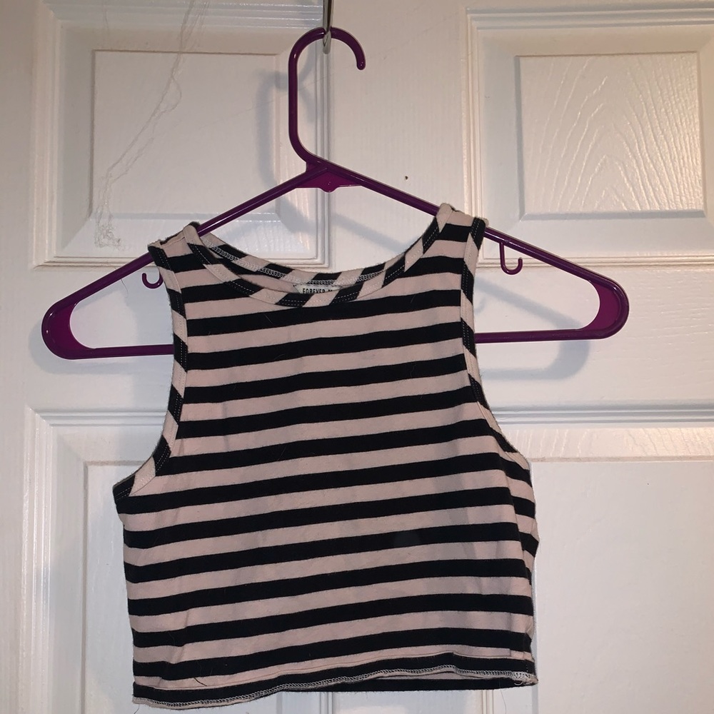 Cream and Black Crop Top